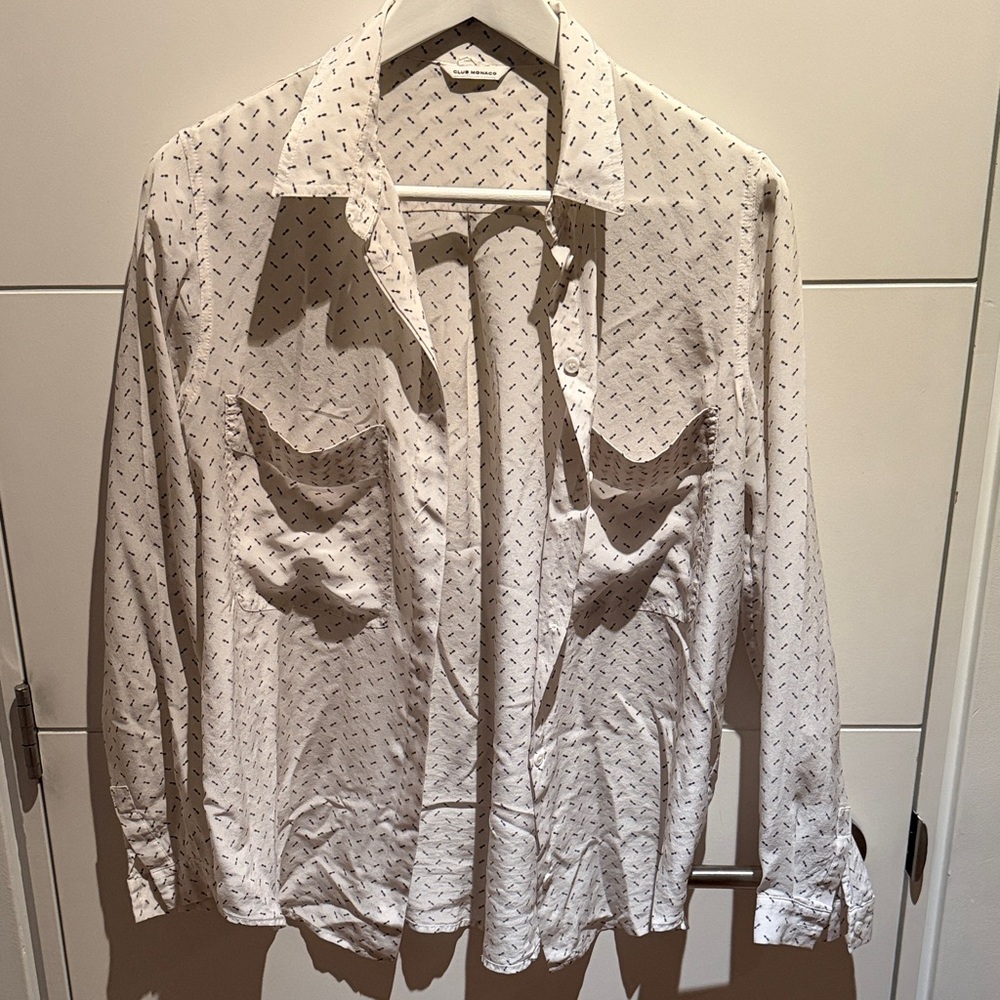 White Patterned Women’s Silk Blouse